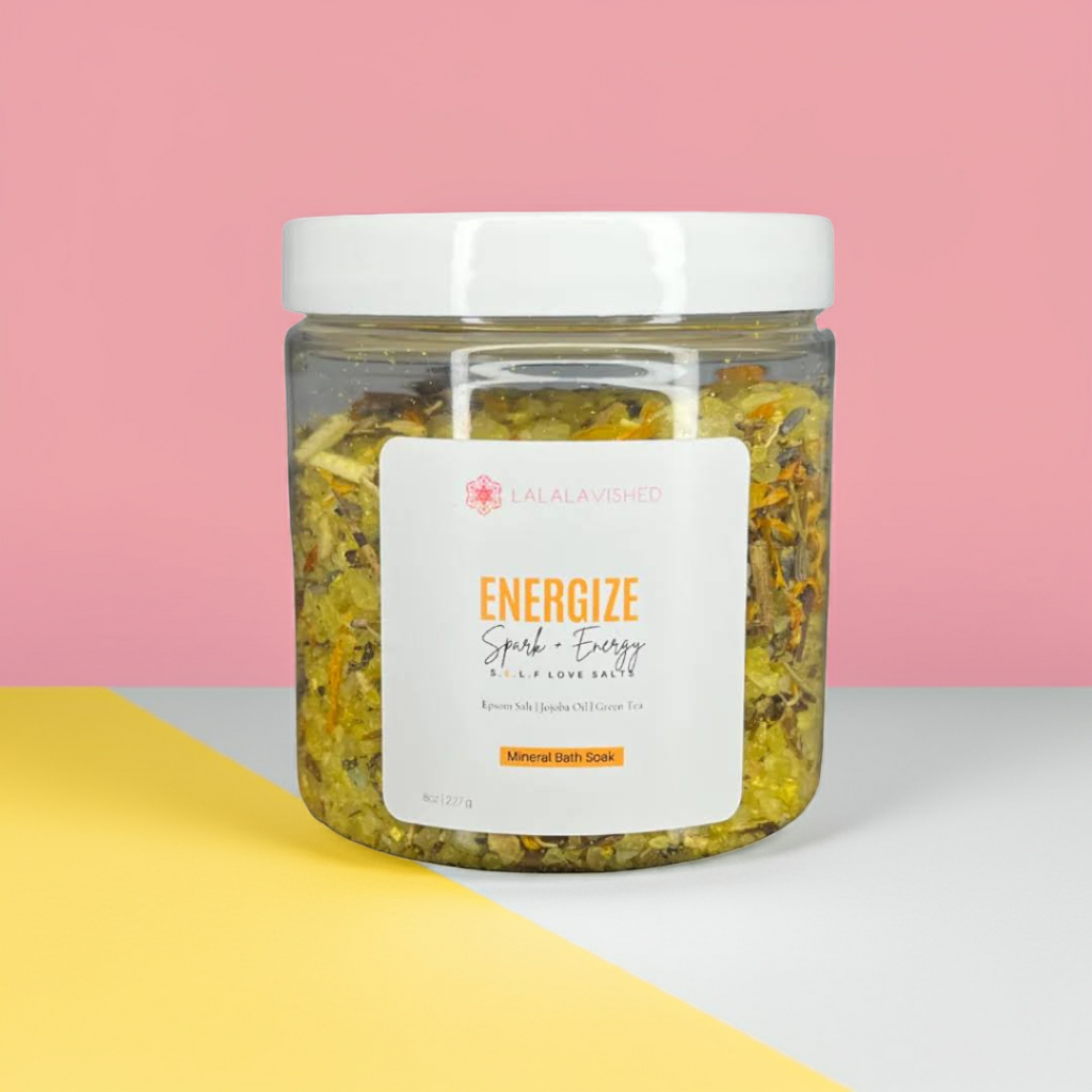 Jar of bath salts labeled &