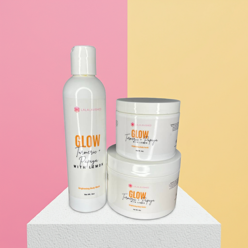 White bottles and containers labeled &