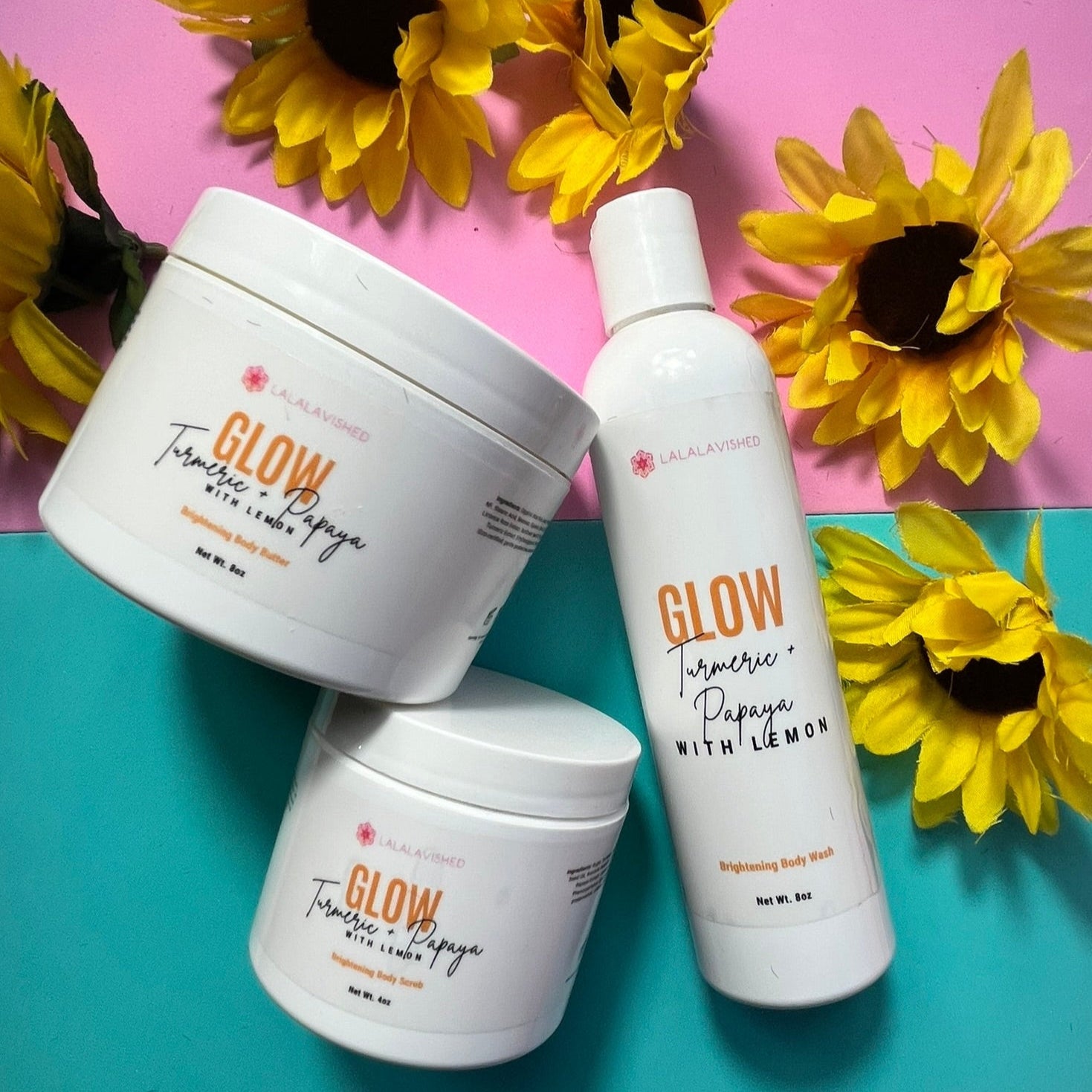 Three skincare products with &